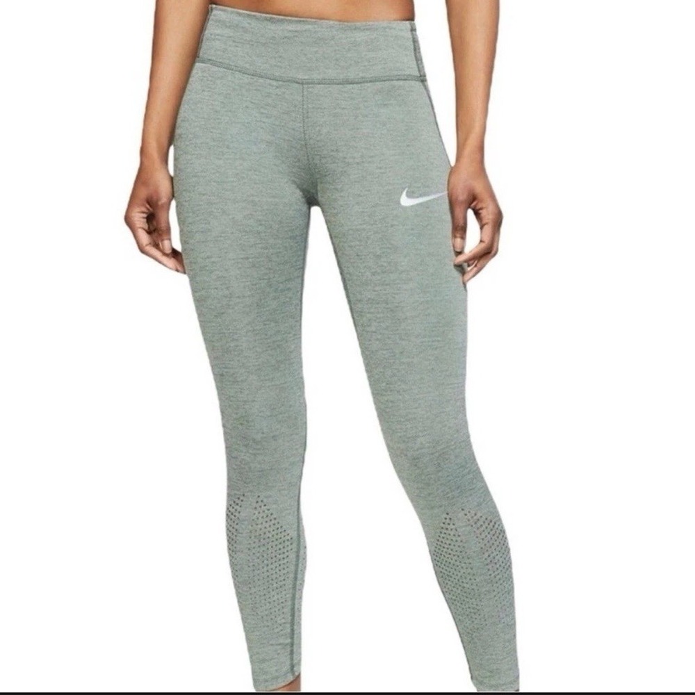 NIKE Green Epic Lux Cropped Compression Running Tight Dri-Fit Active Gym Size S
